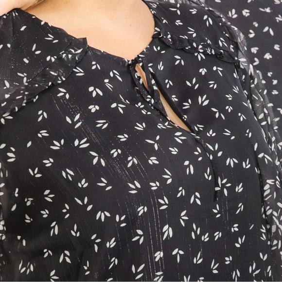 Sugarlips, Black and White Boxy Blouse with Mandarin Collar, Size 3X - Picture 4 of 9